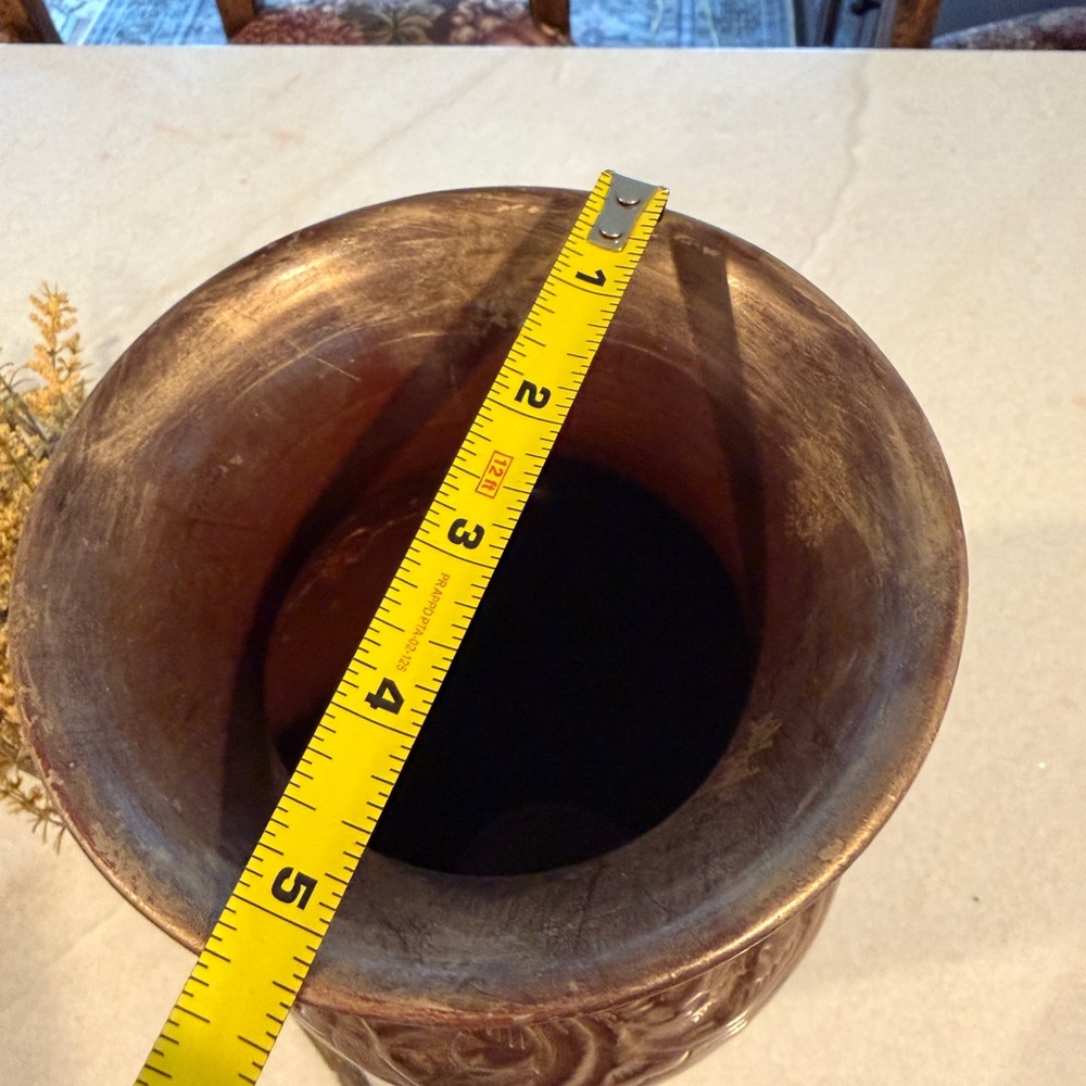 Vintage Bronze Floral Accent Vase - Brown/Gold with faux stems - Picture 6 of 8